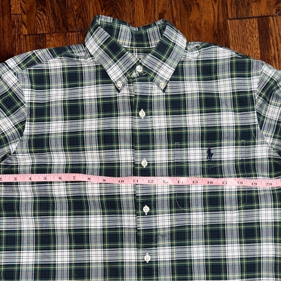 POLO RALPH LAUREN Plaid Button Down Long Sleeve Shirt in Navy/Green Size Medium - Picture 3 of 11